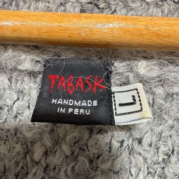 Tabask Handmade Alpaca Blend Cardigan Sweater Women’s Size L Gray Hooded Peru - Picture 5 of 6